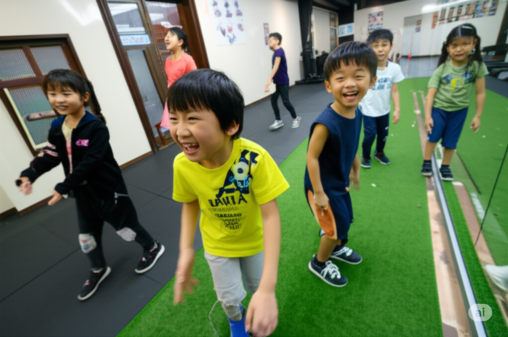 キッズアカデミーで運動する子どもたち